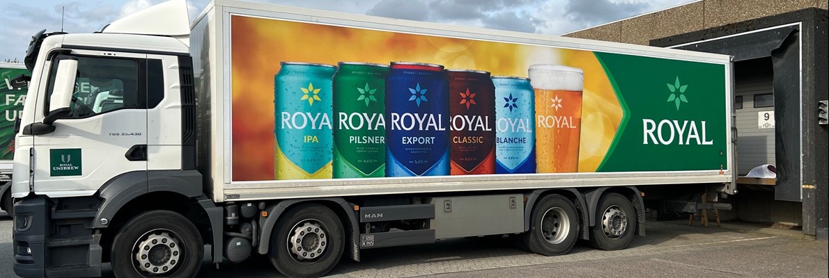 Nye Royal kampagne opsat på Royal Unibrew lastbiler i hele Danmark